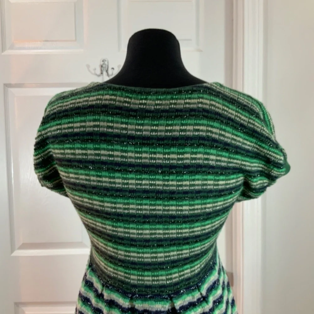 Free People Metallic Wool Blend Knit Sweater Boho Green Mini Dress Size Medium